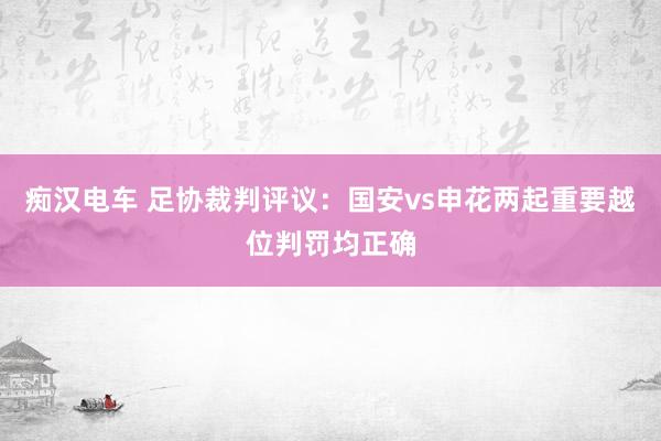 痴汉电车 足协裁判评议：国安vs申花两起重要越位判罚均正确